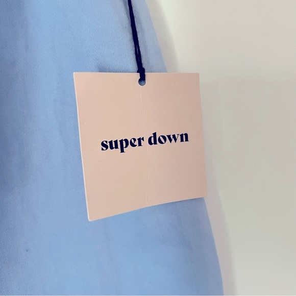 super down Brinkley Light Blue Drawstring Preppy Contemporary Mini Skirt NEW S - Picture 9 of 12